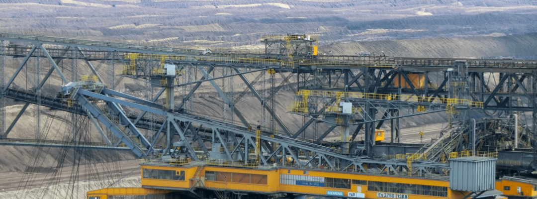 Wide angle of machinery at a mine site