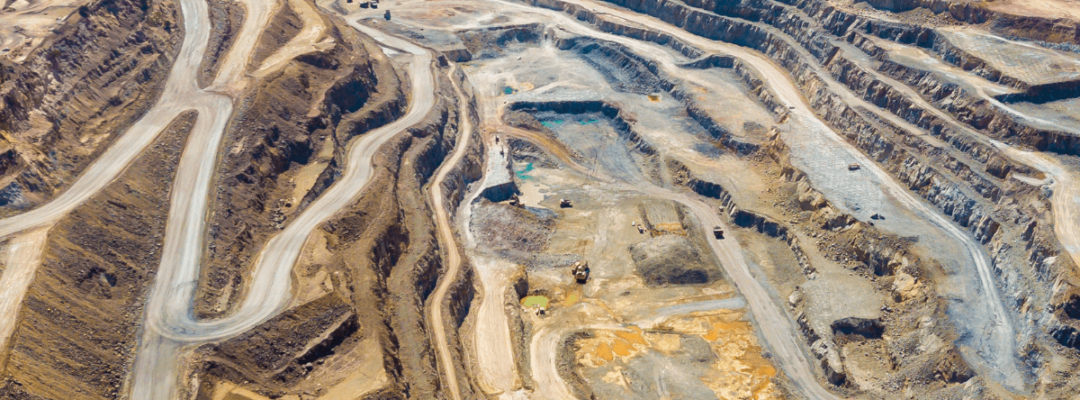 Birdseye view a mine site in operation