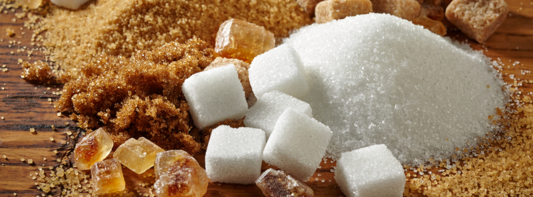 A collection of different types of sugar